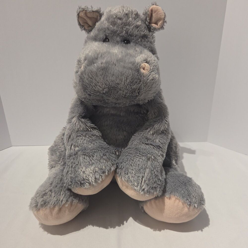 Animal Alley Gray HIPPO Plush 17” Peach Colored Feet Ears Toys R Us 2017